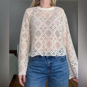 Madden Girl Cream Crochet Blouse